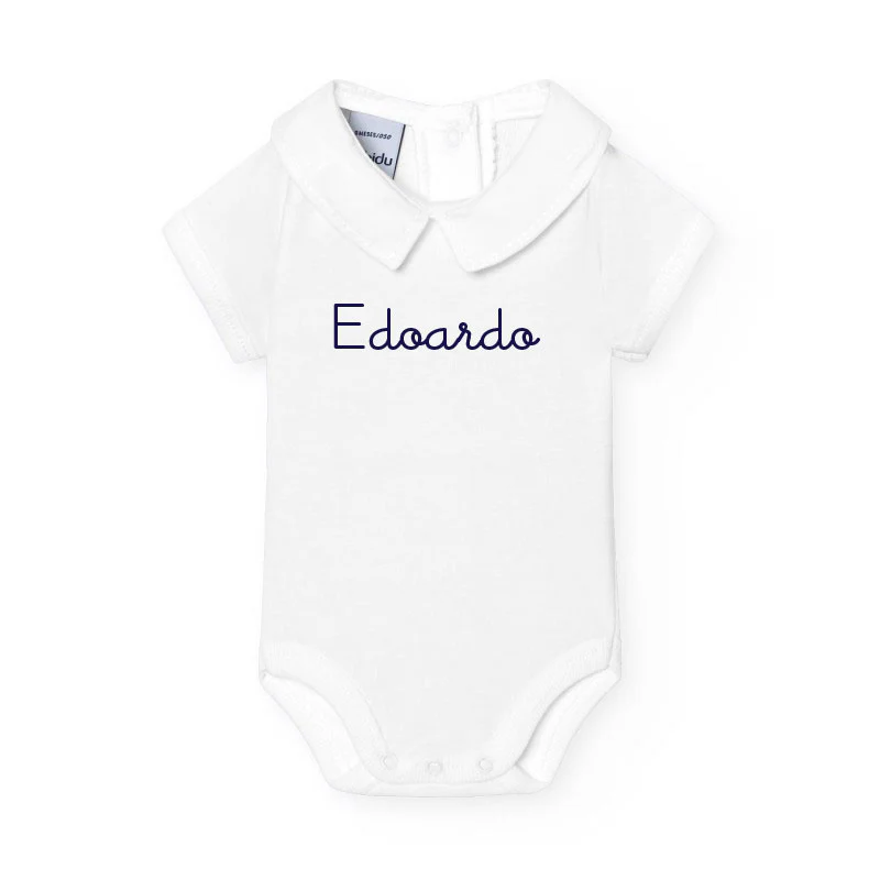 Body in cotone manica corta con colletto Unisex - immagine 4