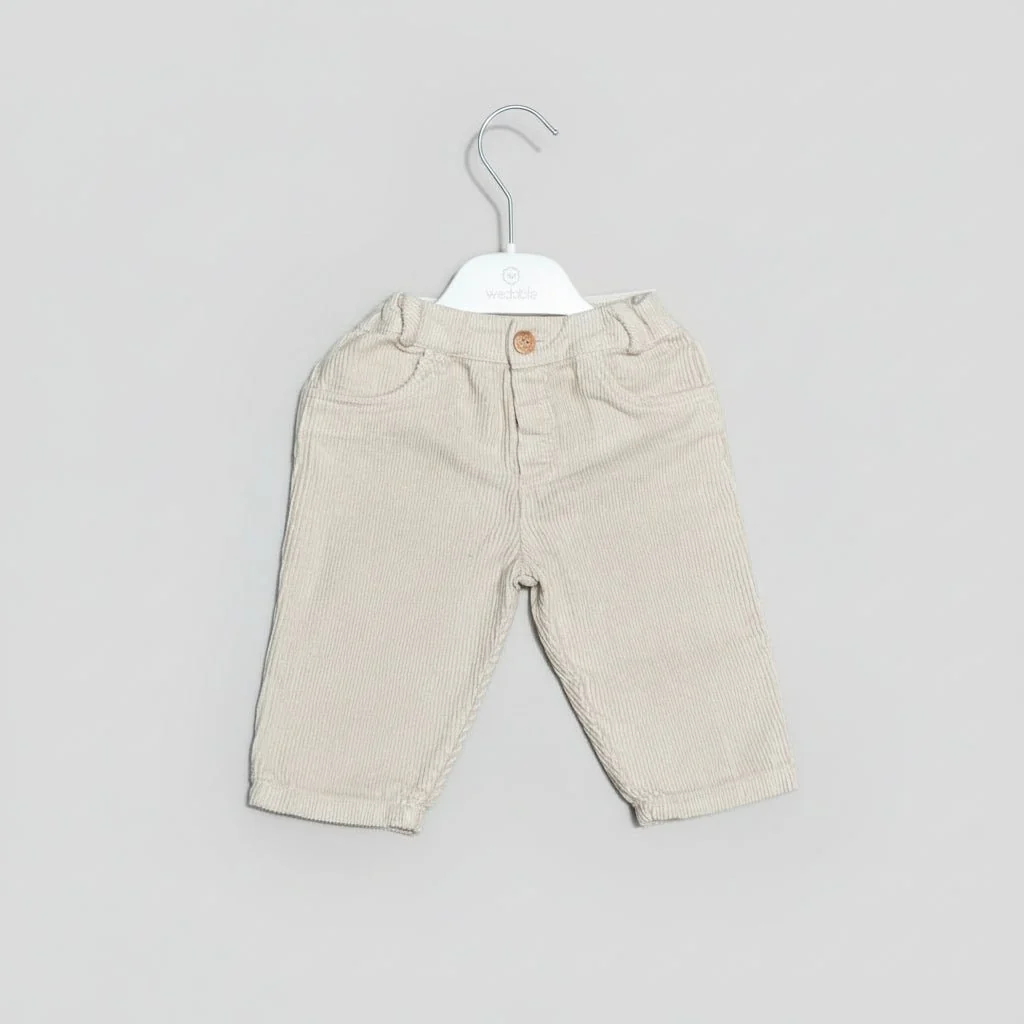 Pantalone a costine in velluto Beige Senza Tasche