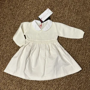 Abito in filo e tessuto Bianco-Velluto Bimba Elegante
