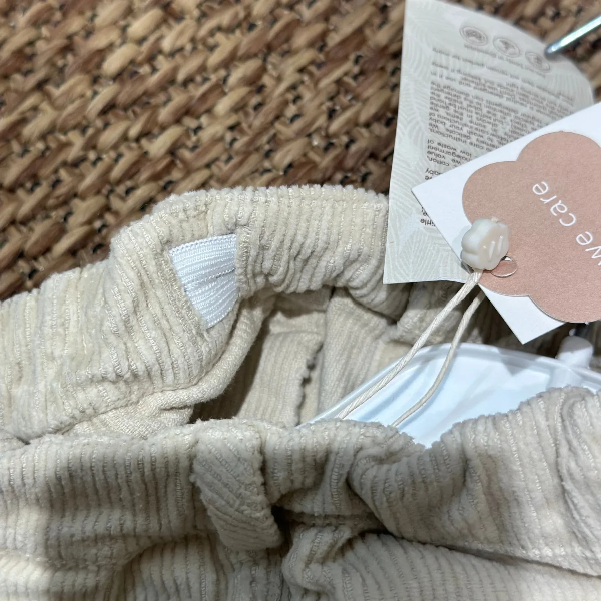Pantalone a costine in velluto Beige Senza Tasche - immagine 3