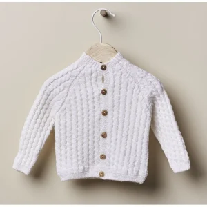 Cardigan in lana a trecce Bianco per Bambini