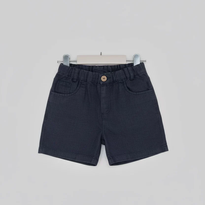 Pantaloncini di lino Blu Navy per bambini - immagine 3