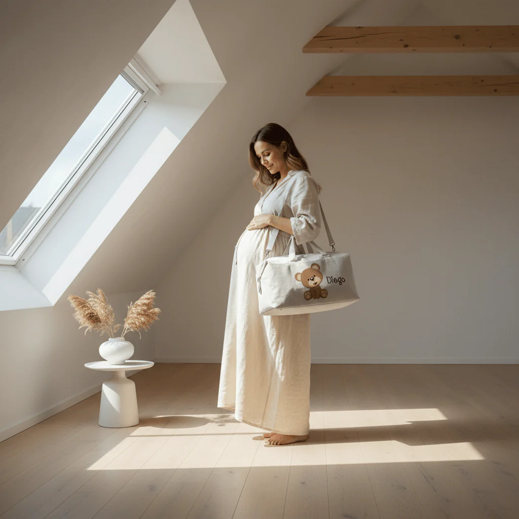 Borsone Mamma per Ospedale e Nascita – Mommy's Bag Personalizzabile con Nome Orsetto - immagine 3