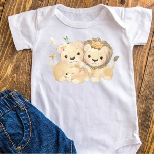 Body in 100% cotone "Famiglia leoni" personalizzabile