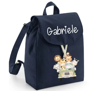 Zaino Asilo Bambino Personalizzato – Mini Zainetto con Nome Safari