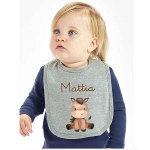 Bavaglino in Cotone organico Baby Horse personalizzabile