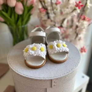 Sandali cerimonia bianchi con Margherite e plantare anatomico bambina