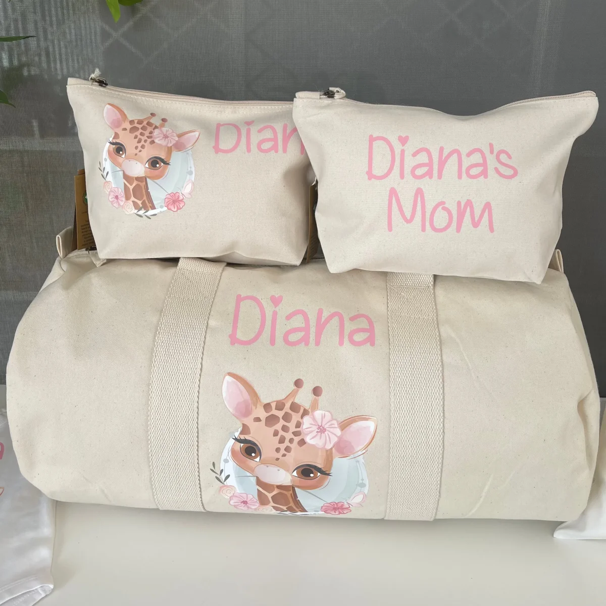 Set Nascita Borsone Baby Personalizzato - Tema Giraffa Shopper omaggio! - immagine 5