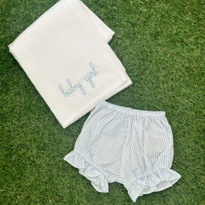 Shorts in leggerissimo cotone con motivo a righe e volant
