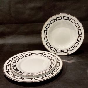 Richard Ginori 1735 Catene nero: set di 1 piatto piano, 1 piatto fondo, 1 piatto dessert