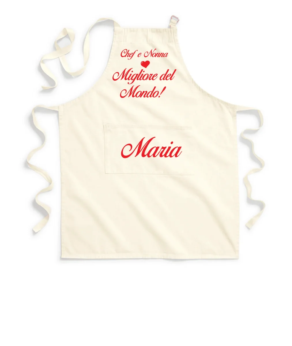 Grembiule chef in 100% cotone Personalizzabile Per Nonno Nonna - immagine 2