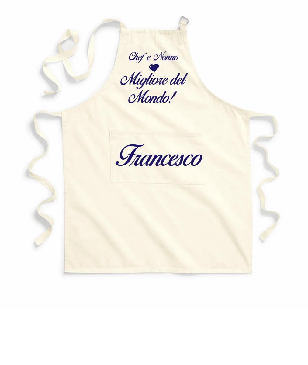 Grembiule chef in 100% cotone Personalizzabile Per Nonno Nonna - immagine 3