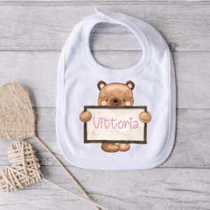 Bavaglino in Cotone organico Orsetto Personalizzabile