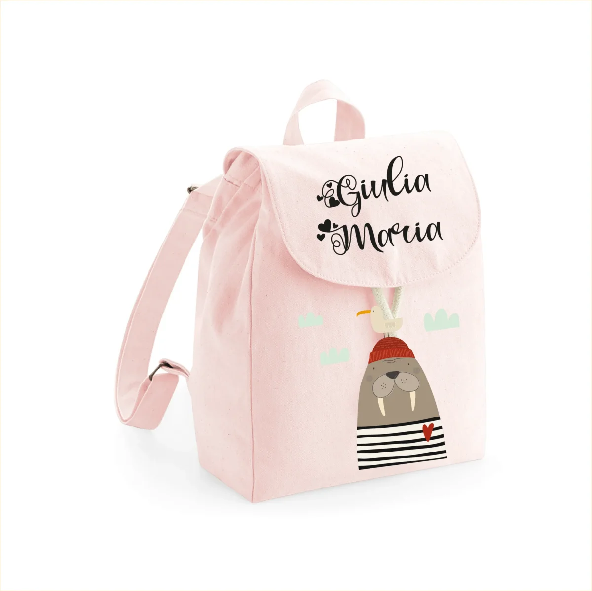 Zaino Asilo Bambino Personalizzato – Mini Zainetto con Nome Tricheco - immagine 5
