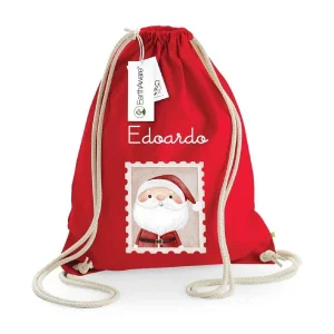 Zaino a sacca in cotone pesante Babbo Natale/Renna