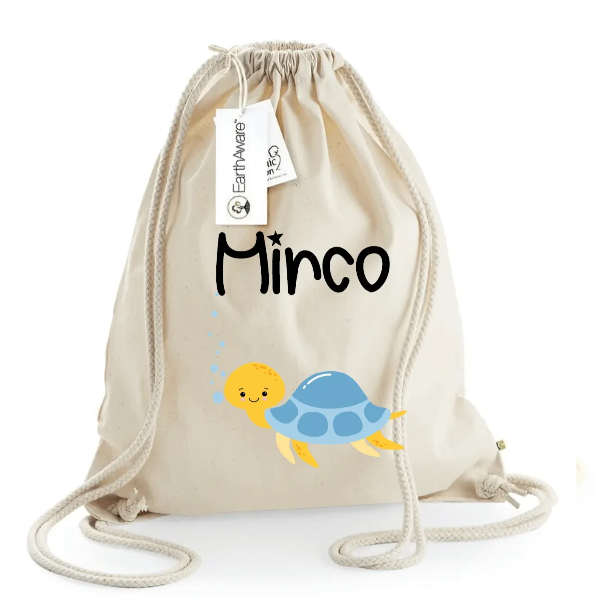 Zaino Sacca Asilo Personalizzato – Zainetto Bambino con Nome Tartaruga - immagine 6