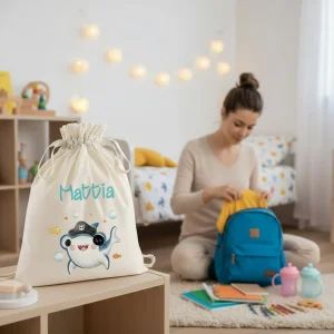 Sacchetto Nascita Neonato Personalizzato – Ideale per Cambio, Ospedale e Asilo  Baby Shark
