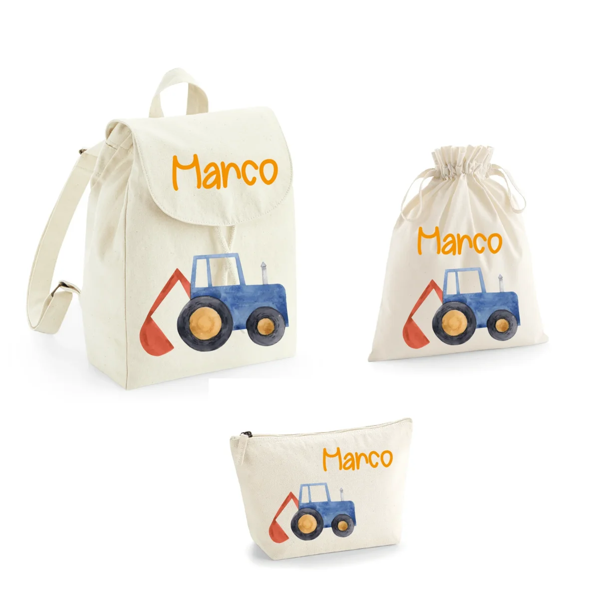 Set Asilo Completo Personalizzato – Mini Zaino, Sacchetto e Beauty Bambino Trattore - immagine 4
