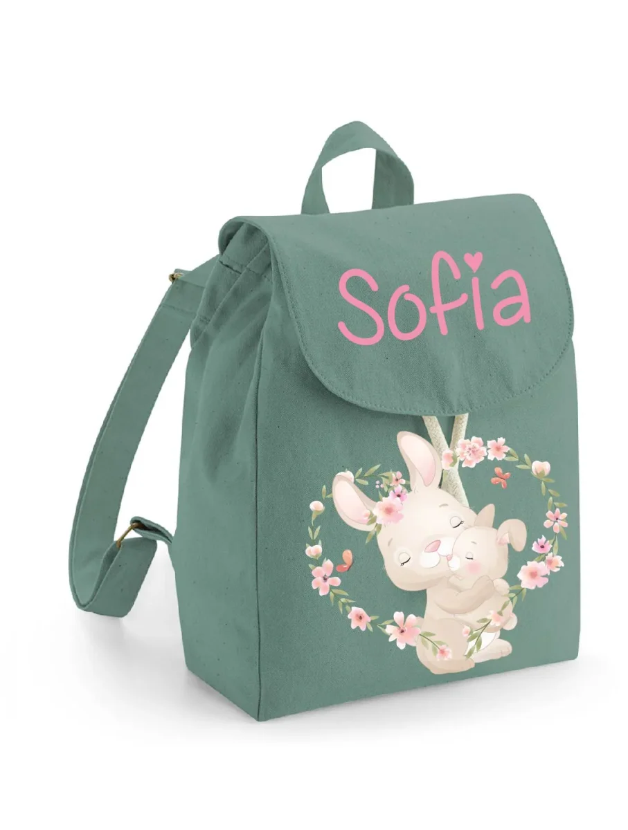 Zaino Asilo Bambino Personalizzato – Mini Zainetto con Nome Dolce coniglietto
