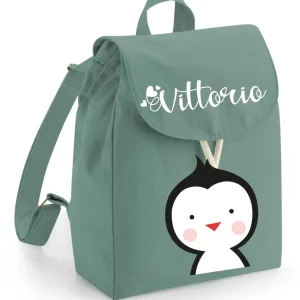 Zaino Asilo Bambino Personalizzato – Mini Zainetto con Nome Pinguino