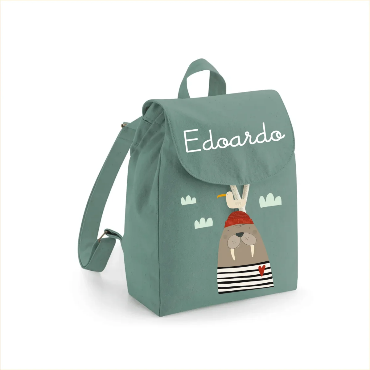 Zaino Asilo Bambino Personalizzato – Mini Zainetto con Nome Tricheco